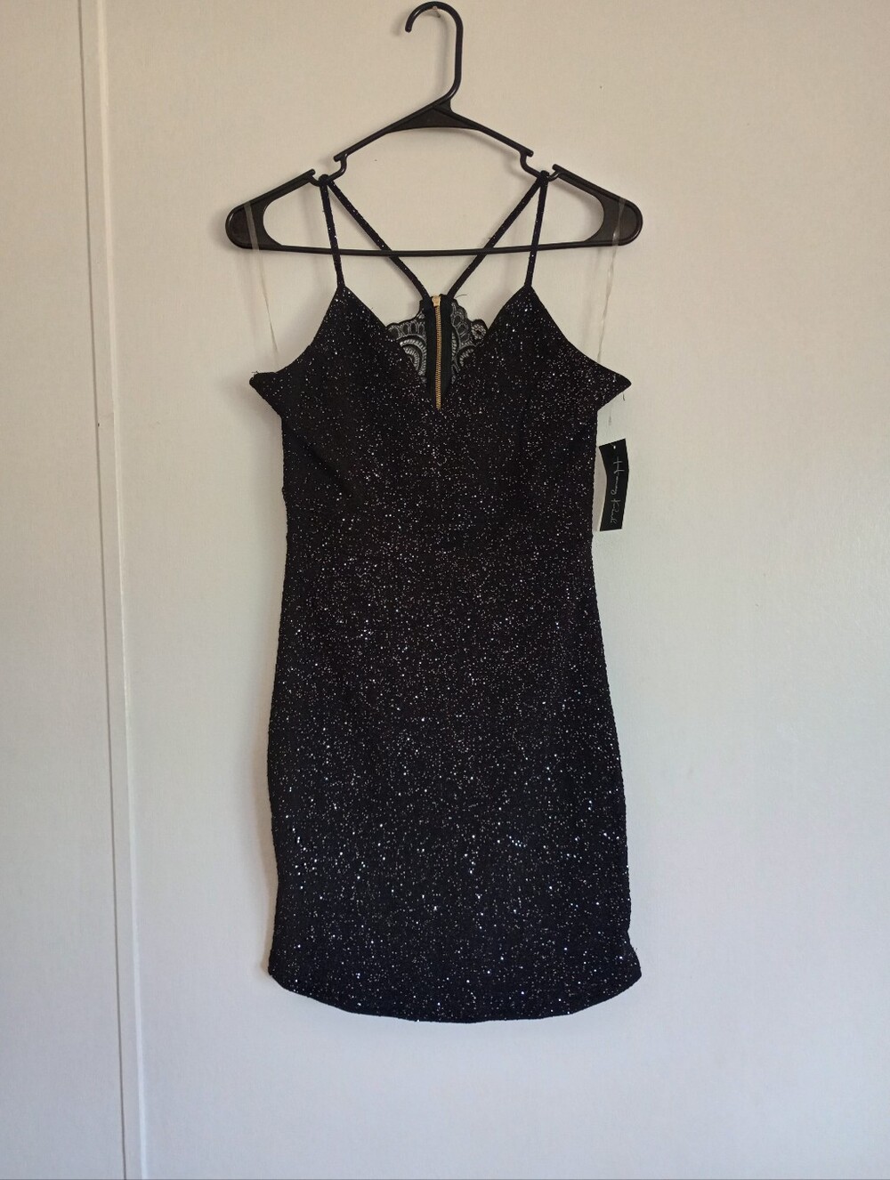 Honey Peach Shimmery Black Mini Dress Size Medium NWT